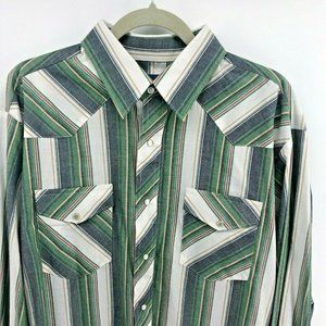 Wrangler Vintage Pearl Snap Western Shirt XLT Grn